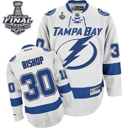 Ben Bishop Reebok Tampa Bay Lightning Authentic White Away 2015 Stanley Cup Patch NHL Jersey