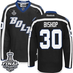 Ben Bishop Reebok Tampa Bay Lightning Authentic Black New Third 2015 Stanley Cup Patch NHL Jersey