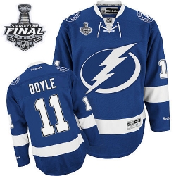 Brian Boyle Reebok Tampa Bay Lightning Premier Royal Blue Home 2015 Stanley Cup Patch NHL Jersey