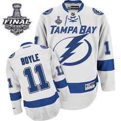 Brian Boyle Reebok Tampa Bay Lightning Authentic White Away 2015 Stanley Cup Patch NHL Jersey