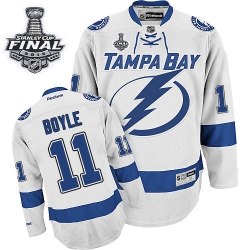 Brian Boyle Reebok Tampa Bay Lightning Premier White Away 2015 Stanley Cup Patch NHL Jersey
