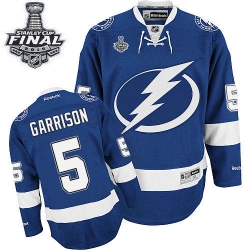 Jason Garrison Reebok Tampa Bay Lightning Premier Royal Blue Home 2015 Stanley Cup Patch NHL Jersey