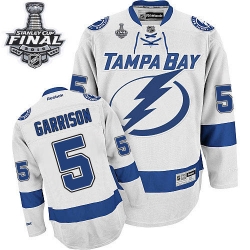 Jason Garrison Reebok Tampa Bay Lightning Authentic White Away 2015 Stanley Cup Patch NHL Jersey