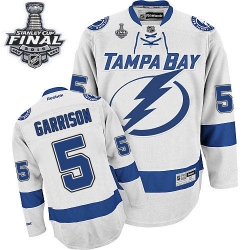 Jason Garrison Reebok Tampa Bay Lightning Premier White Away 2015 Stanley Cup Patch NHL Jersey