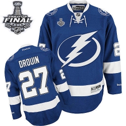 Jonathan Drouin Reebok Tampa Bay Lightning Premier Royal Blue Home 2015 Stanley Cup Patch NHL Jersey