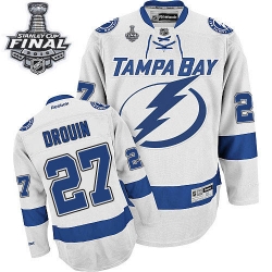 Jonathan Drouin Reebok Tampa Bay Lightning Authentic White Away 2015 Stanley Cup Patch NHL Jersey