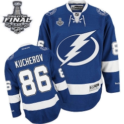 Nikita Kucherov Reebok Tampa Bay Lightning Premier Royal Blue Home 2015 Stanley Cup Patch NHL Jersey