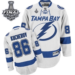 Nikita Kucherov Reebok Tampa Bay Lightning Premier White Away 2015 Stanley Cup Patch NHL Jersey