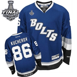 Nikita Kucherov Reebok Tampa Bay Lightning Premier Royal Blue Third 2015 Stanley Cup Patch NHL Jersey