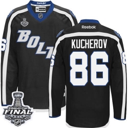 Nikita Kucherov Reebok Tampa Bay Lightning Authentic Black New Third 2015 Stanley Cup Patch NHL Jersey