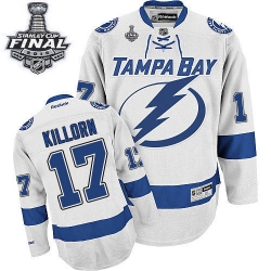 Alex Killorn Reebok Tampa Bay Lightning Premier White Away 2015 Stanley Cup Patch NHL Jersey