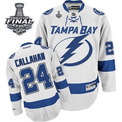 Ryan Callahan Youth Reebok Tampa Bay Lightning Premier White Away 2015 Stanley Cup Patch NHL Jersey