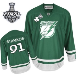 Steven Stamkos Youth Reebok Tampa Bay Lightning Premier Green St Patty's Day 2015 Stanley Cup Patch NHL Jersey