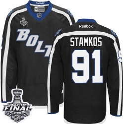 Steven Stamkos Youth Reebok Tampa Bay Lightning Premier Black New Third 2015 Stanley Cup Patch NHL Jersey