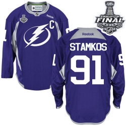 Steven Stamkos Reebok Tampa Bay Lightning Premier Purple Practice 2015 Stanley Cup Patch NHL Jersey