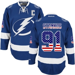 Steven Stamkos Reebok Tampa Bay Lightning Authentic Royal Blue USA Flag Fashion NHL Jersey
