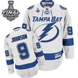 Tyler Johnson Reebok Tampa Bay Lightning Premier White Away 2015 Stanley Cup Patch NHL Jersey
