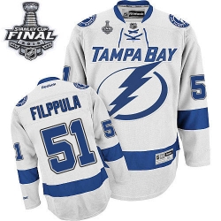 Valtteri Filppula Reebok Tampa Bay Lightning Premier White Away 2015 Stanley Cup Patch NHL Jersey