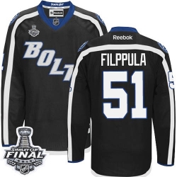 Valtteri Filppula Reebok Tampa Bay Lightning Authentic Black New Third 2015 Stanley Cup Patch NHL Jersey