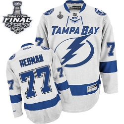Victor Hedman Reebok Tampa Bay Lightning Authentic White Away 2015 Stanley Cup Patch NHL Jersey