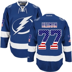 Victor Hedman Reebok Tampa Bay Lightning Premier Royal Blue USA Flag Fashion NHL Jersey