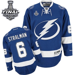 Anton Stralman Reebok Tampa Bay Lightning Premier Royal Blue Home 2015 Stanley Cup Patch NHL Jersey