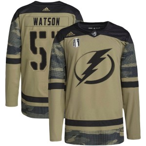 Austin Watson Youth Adidas Tampa Bay Lightning Authentic Camo Military Appreciation Practice 2022 Stanley Cup Final Jersey
