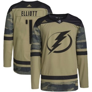 Brian Elliott Men's Adidas Tampa Bay Lightning Authentic Camo Military Appreciation Practice Jersey
