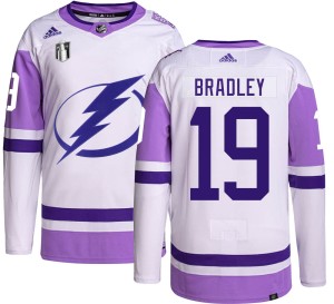 Brian Bradley Men's Adidas Tampa Bay Lightning Authentic Hockey Fights Cancer 2022 Stanley Cup Final Jersey