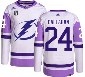 Ryan Callahan Men's Adidas Tampa Bay Lightning Authentic Hockey Fights Cancer 2022 Stanley Cup Final Jersey