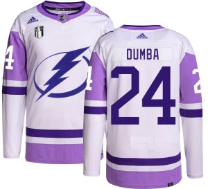 Matt Dumba Men's Adidas Tampa Bay Lightning Authentic Hockey Fights Cancer 2022 Stanley Cup Final Jersey