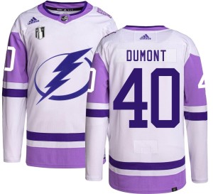 Gabriel Dumont Men's Adidas Tampa Bay Lightning Authentic Hockey Fights Cancer 2022 Stanley Cup Final Jersey
