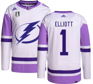 Brian Elliott Men's Adidas Tampa Bay Lightning Authentic Hockey Fights Cancer 2022 Stanley Cup Final Jersey