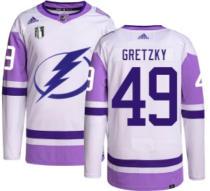 Brent Gretzky Men's Adidas Tampa Bay Lightning Authentic Hockey Fights Cancer 2022 Stanley Cup Final Jersey
