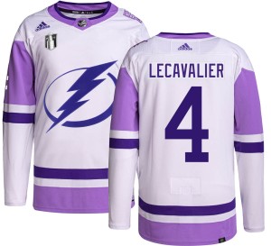 Vincent Lecavalier Men's Adidas Tampa Bay Lightning Authentic Hockey Fights Cancer 2022 Stanley Cup Final Jersey