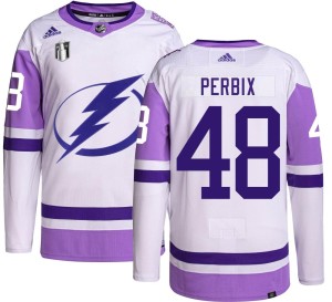 Nick Perbix Men's Adidas Tampa Bay Lightning Authentic Hockey Fights Cancer 2022 Stanley Cup Final Jersey