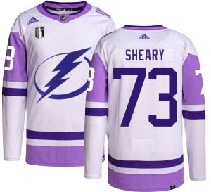 Conor Sheary Men's Adidas Tampa Bay Lightning Authentic Hockey Fights Cancer 2022 Stanley Cup Final Jersey