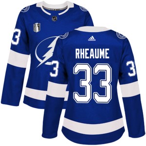 Manon Rheaume Women's Adidas Tampa Bay Lightning Authentic Blue Home 2022 Stanley Cup Final Jersey