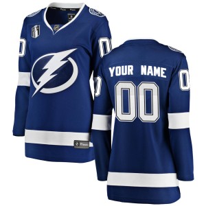 Custom Women's Fanatics Branded Tampa Bay Lightning Breakaway Blue Custom Home 2022 Stanley Cup Final Jersey