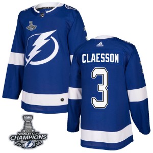 Fredrik Claesson Youth Adidas Tampa Bay Lightning Authentic Blue Home 2020 Stanley Cup Champions Jersey