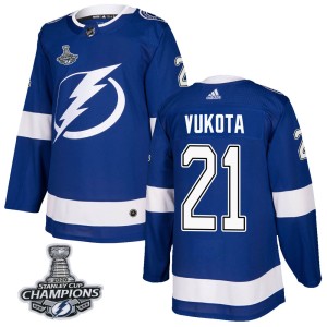 Mick Vukota Youth Adidas Tampa Bay Lightning Authentic Blue Home 2020 Stanley Cup Champions Jersey