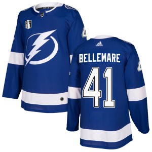 Pierre-Edouard Bellemare Men's Adidas Tampa Bay Lightning Authentic Blue Home 2022 Stanley Cup Final Jersey