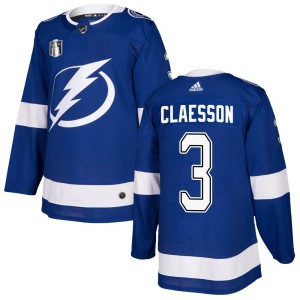 Fredrik Claesson Men's Adidas Tampa Bay Lightning Authentic Blue Home 2022 Stanley Cup Final Jersey