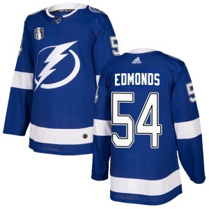 Lucas Edmonds Men's Adidas Tampa Bay Lightning Authentic Blue Home 2022 Stanley Cup Final Jersey