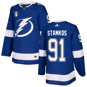 Steven Stamkos Men's Adidas Tampa Bay Lightning Authentic Blue Home 2022 Stanley Cup Final Jersey