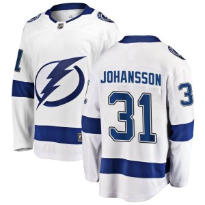 Jonas Johansson Men's Fanatics Branded Tampa Bay Lightning Breakaway White Away Jersey