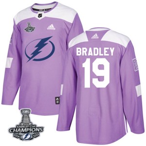 Brian Bradley Men's Adidas Tampa Bay Lightning Authentic Purple Fights Cancer Practice 2020 Stanley Cup Champions Jersey