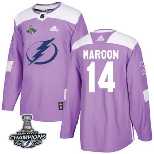 Pat Maroon Men's Adidas Tampa Bay Lightning Authentic Purple Fights Cancer Practice 2020 Stanley Cup Champions Jersey