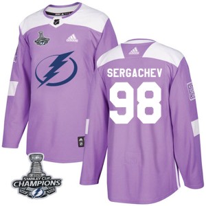 Mikhail Sergachev Youth Adidas Tampa Bay Lightning Authentic Purple Fights Cancer Practice 2020 Stanley Cup Champions Jersey