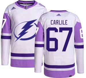Declan Carlile Men's Adidas Tampa Bay Lightning Authentic Hockey Fights Cancer Jersey
